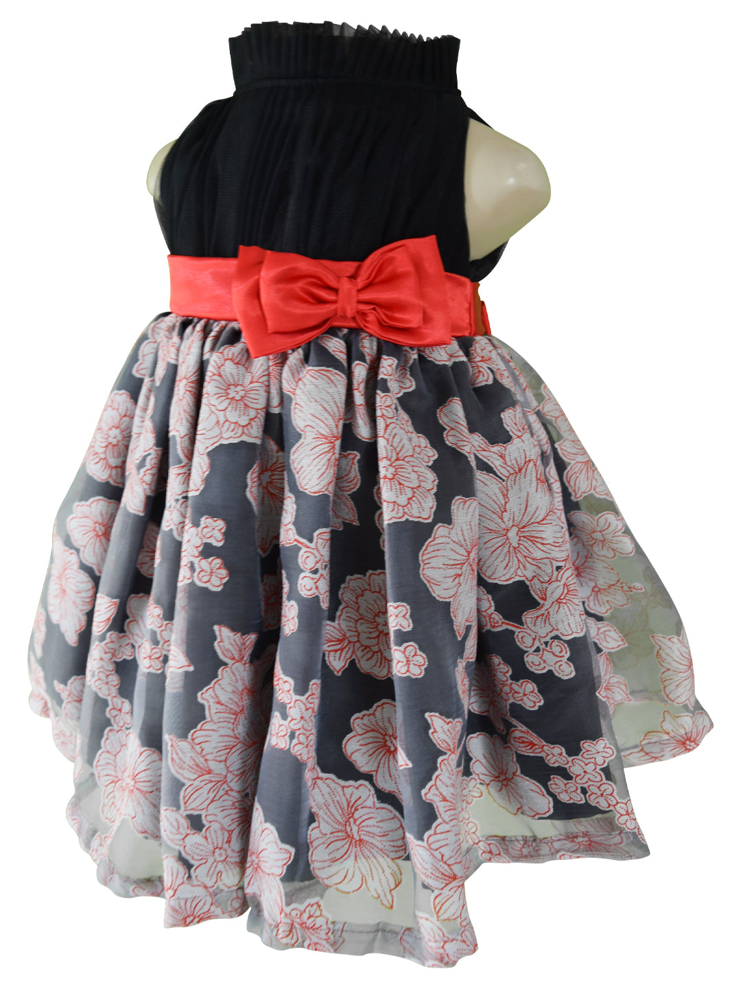 Faye Black Floral Dress for Kids