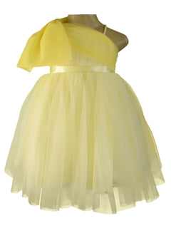 Girls Party Dress_Faye Lime Yellow Bow Dress