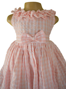 Faye Pink Checks Ruffled Dress for girls