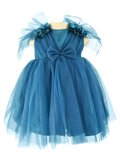 Baby Dresses_Faye Teal Green V-Neck Dress