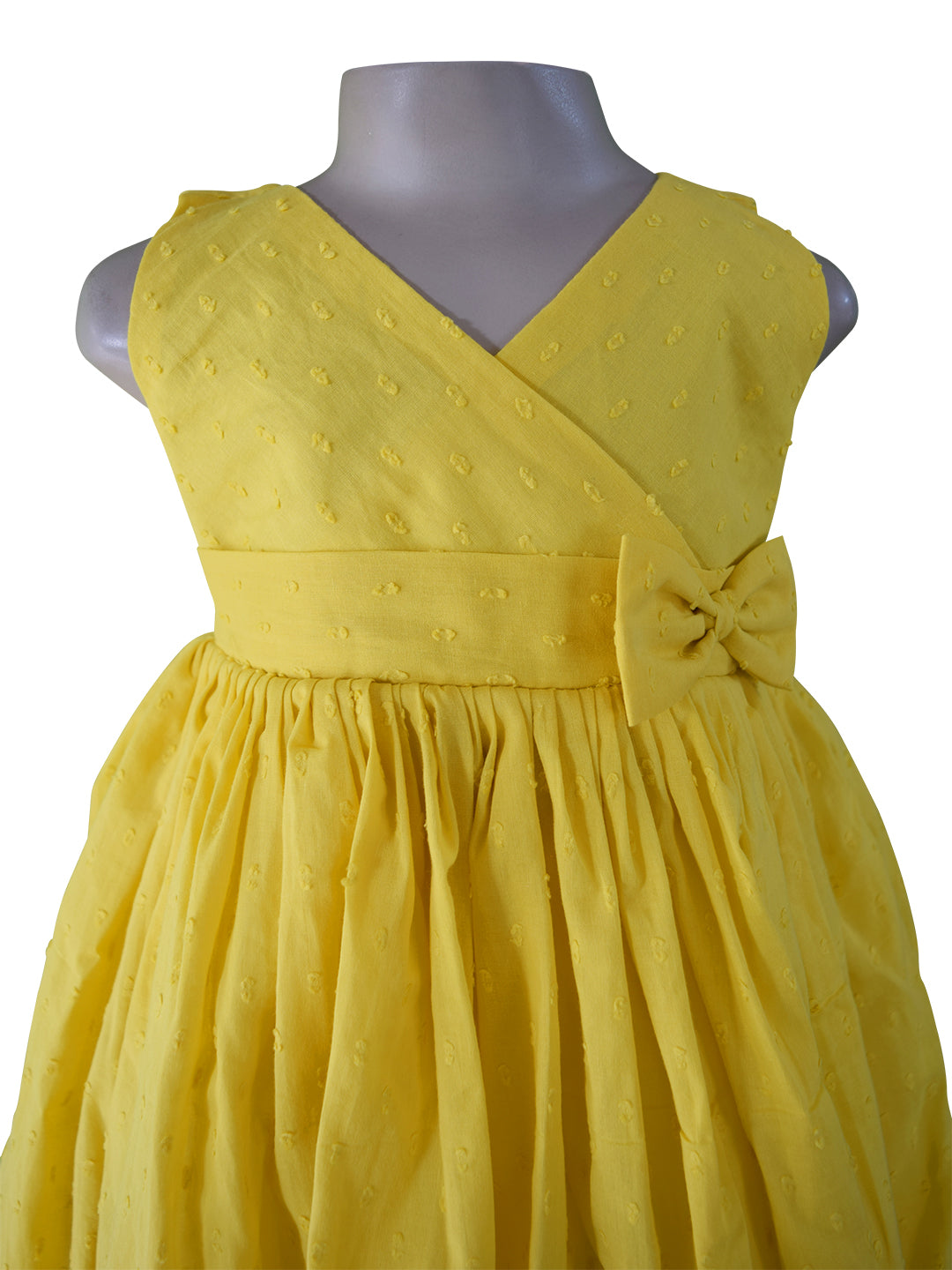 Faye Yellow Swissdot V-Neck Dress