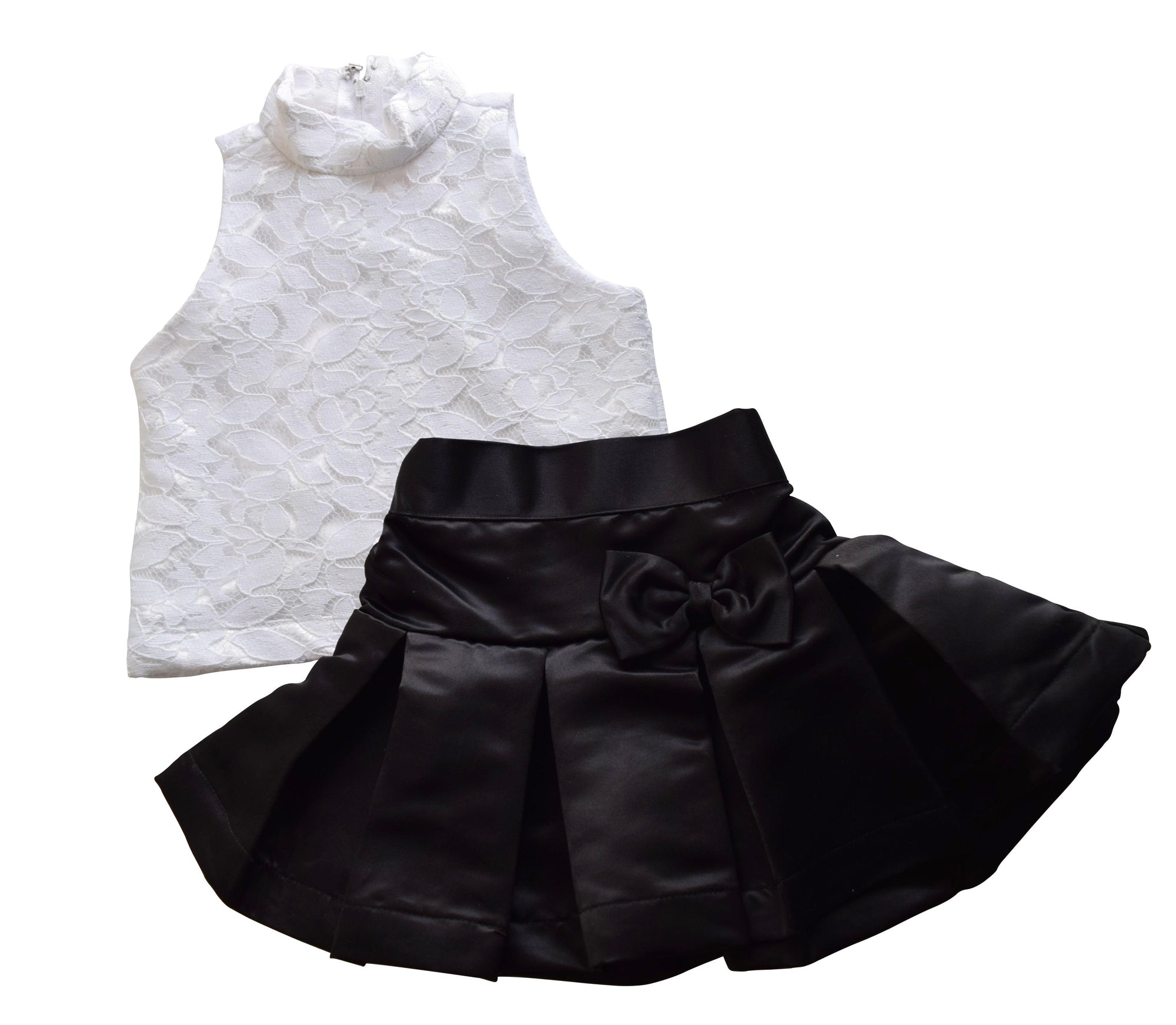 Faye Black Satin Kids Skirt