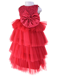 Party Gowns for Girls_Faye Maroon Ruffled Gown