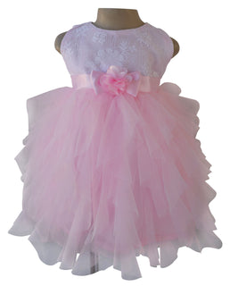 Faye Pink & White Waterfall Dress for Girls