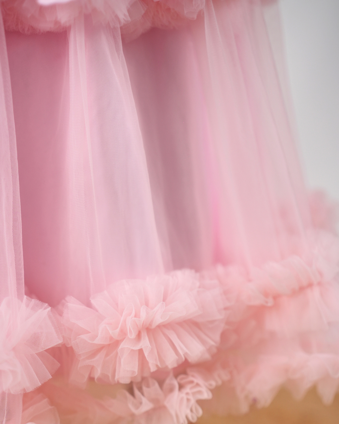 Faye Pink Jacquard Tiered Dress with ruffles and a bow