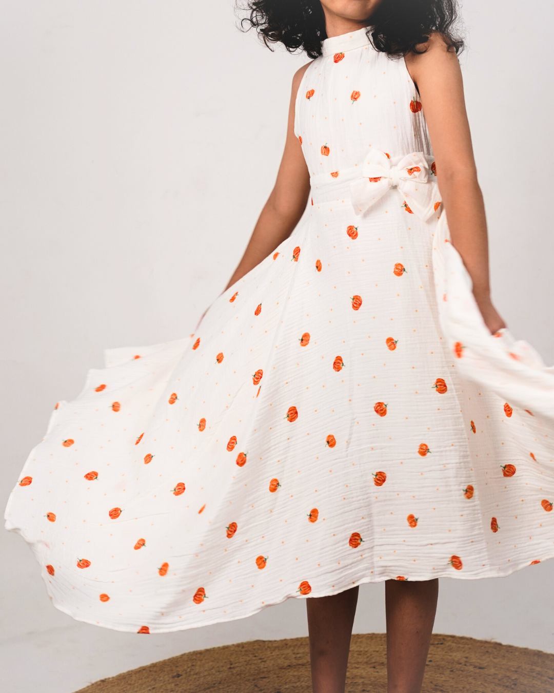 Faye Pumpkin Print Handkerchief Dress