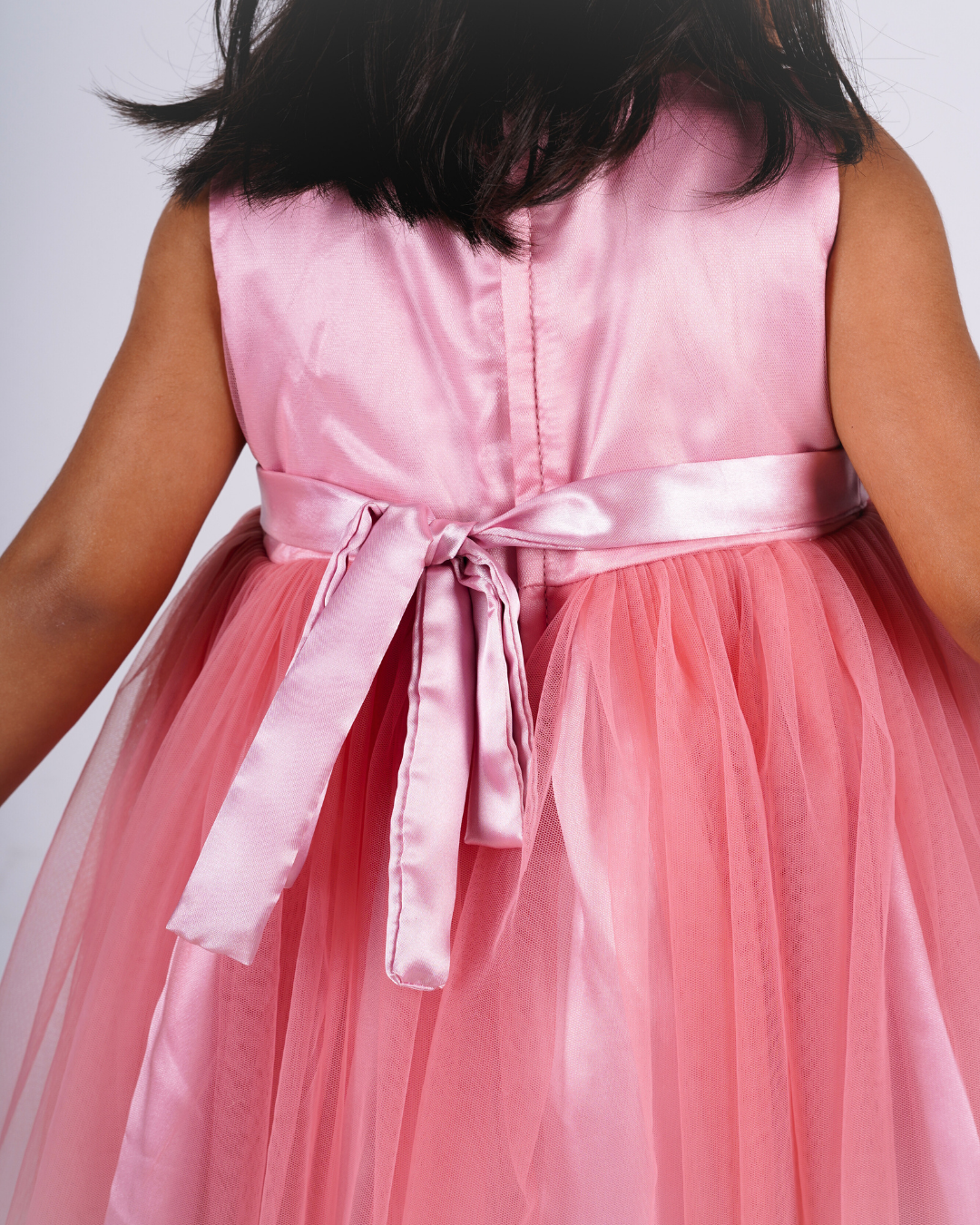 Faye Blush Pink Frill Dress with an embroidered bodice