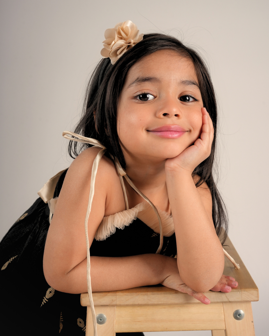 Faye Black & Champagne Strappy Dress with net ruching