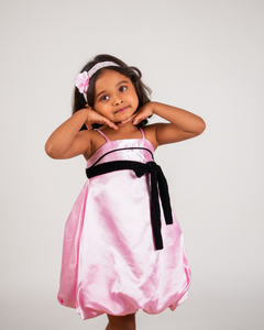 Faye Pink Satin Strappy Dress | Dinner Party Dress for little girls
