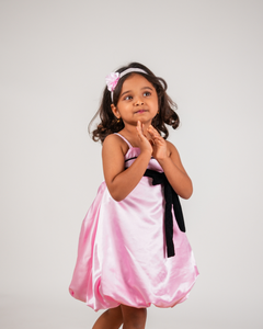 Faye Pink Satin Strappy Dress | Dinner Party Dress for little girls