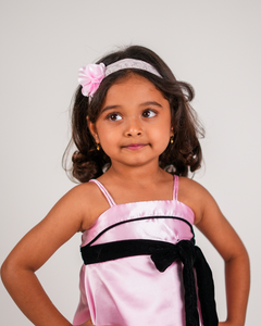 Faye Pink Satin Strappy Dress | Dinner Party Dress for little girls