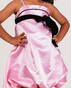 Faye Pink Satin Strappy Dress | Dinner Party Dress for little girls