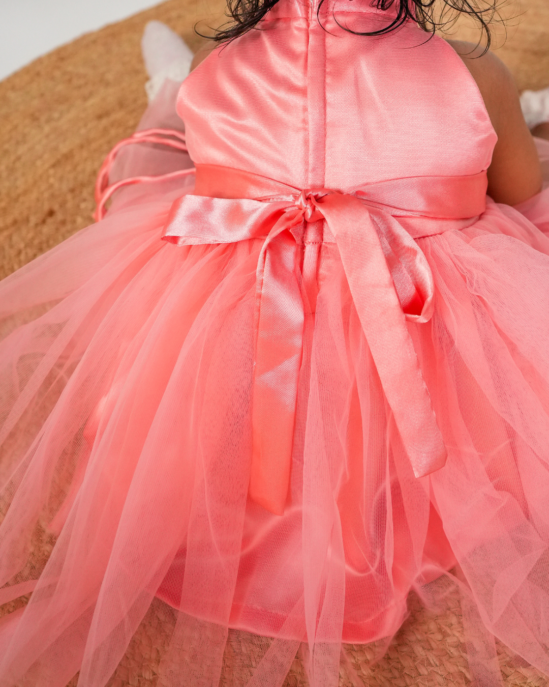 Faye Light Coral High Neck Dress  | Party dresses for little girls | India