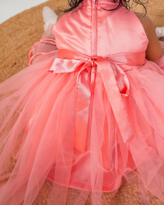 Faye Light Coral High Neck Dress  | Party dresses for little girls | India