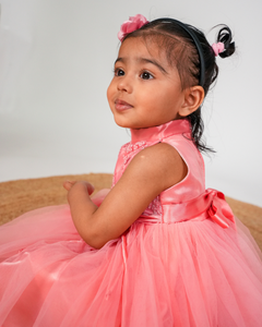 Faye Light Coral High Neck Dress  | Party dresses for little girls | India