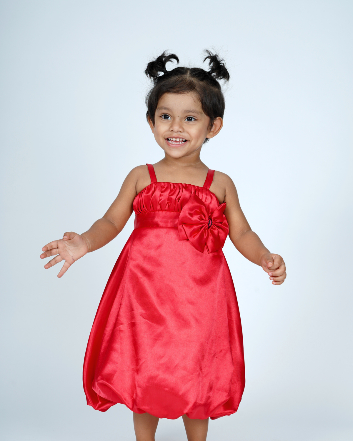 Faye Fuchsia Pink Satin Strappy Dress_Girls Evening Dress