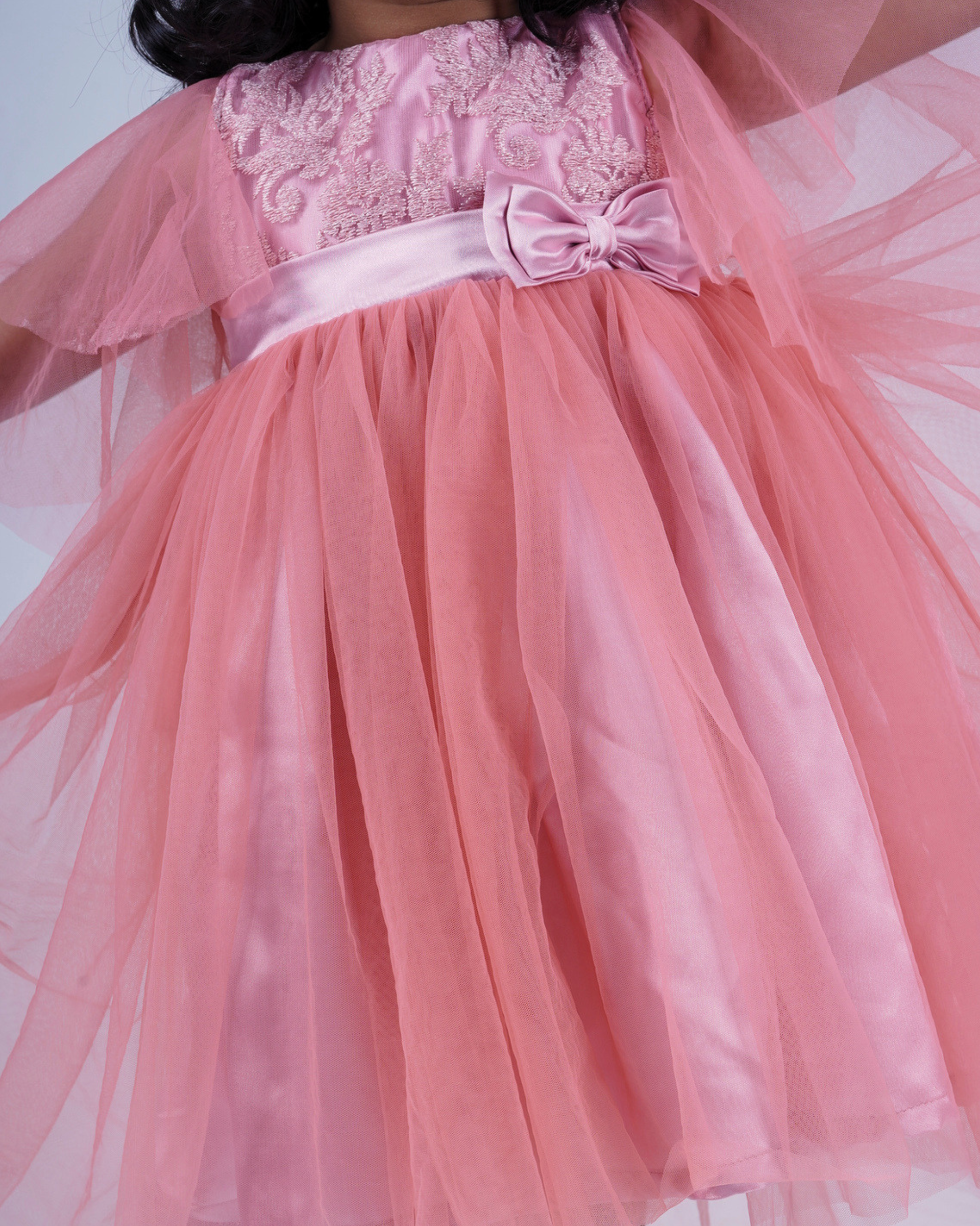 Faye Blush Bell Sleeve Hi-Lo Dress | Pink party dress for girls  