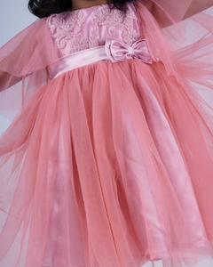 Faye Blush Bell Sleeve Hi-Lo Dress | Pink party dress for girls  