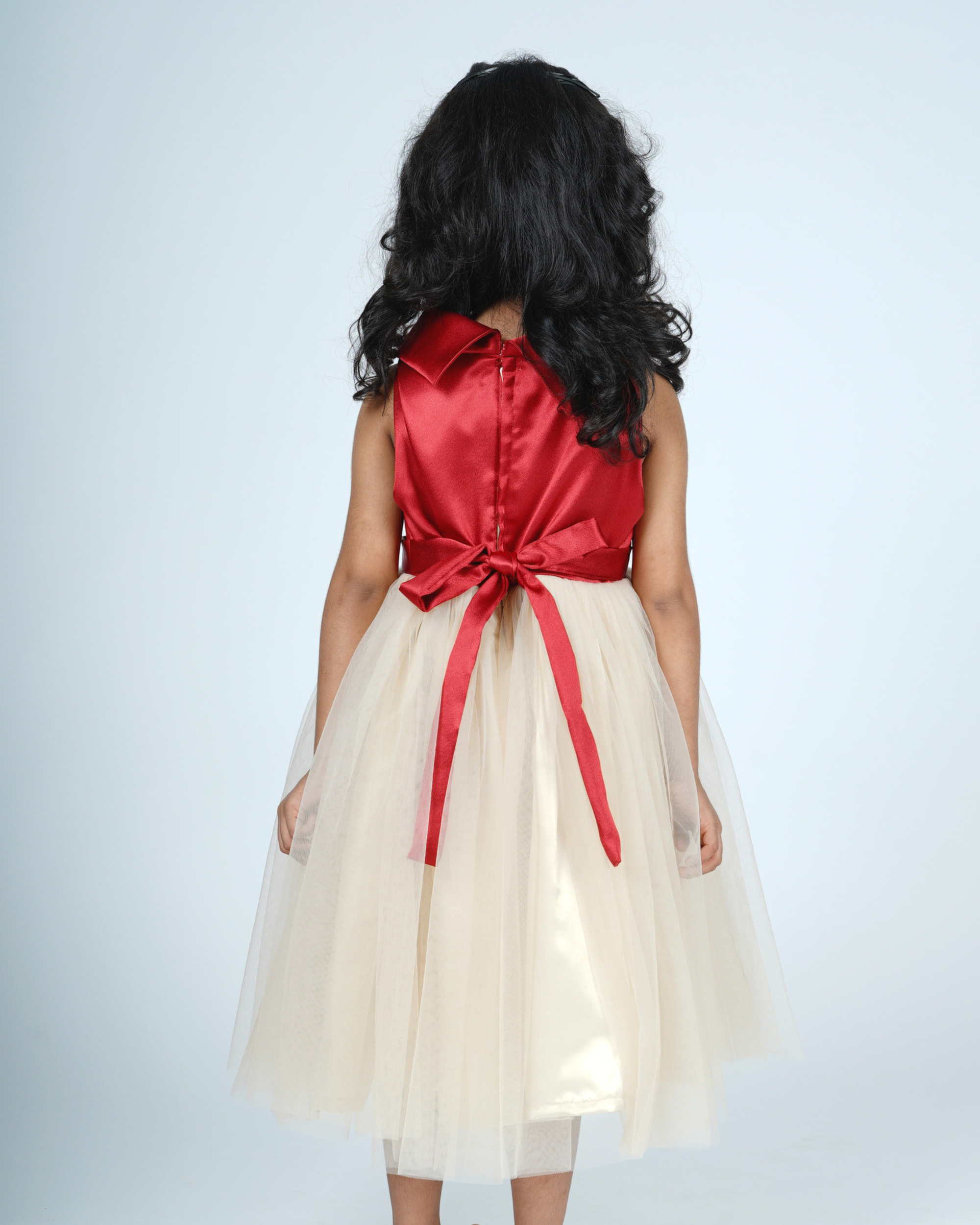 Faye Maroon & Champagne Cowl Dress_Girls Party Dress