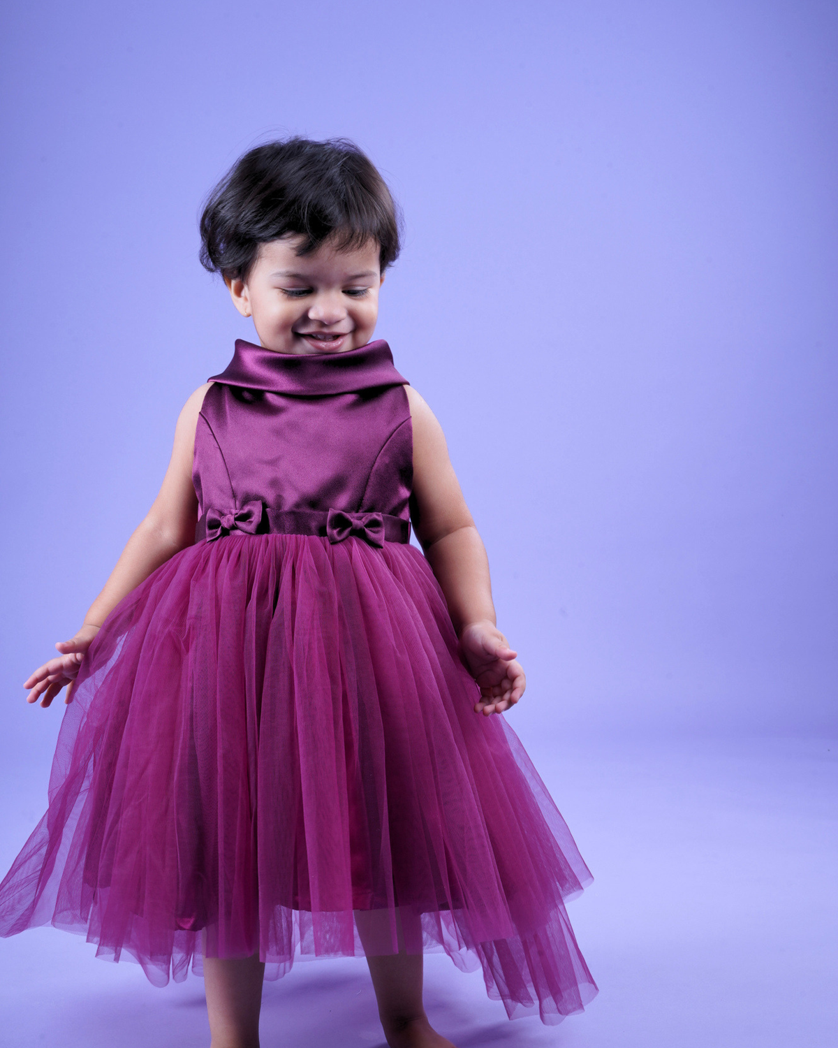 Faye Wine Cowl Neck Hi-Lo Dress | Purple Party Dress for girls