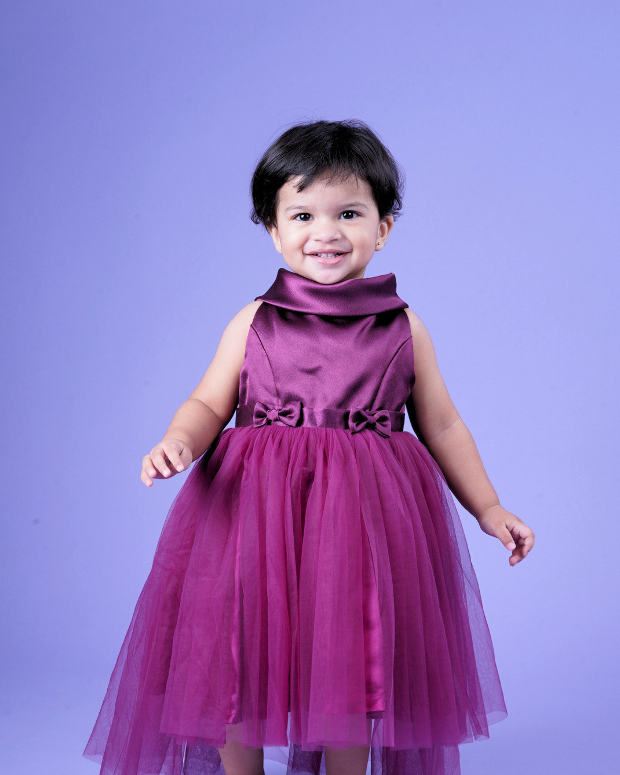 Faye Wine Cowl Neck Hi-Lo Dress | Purple Party Dress for girls