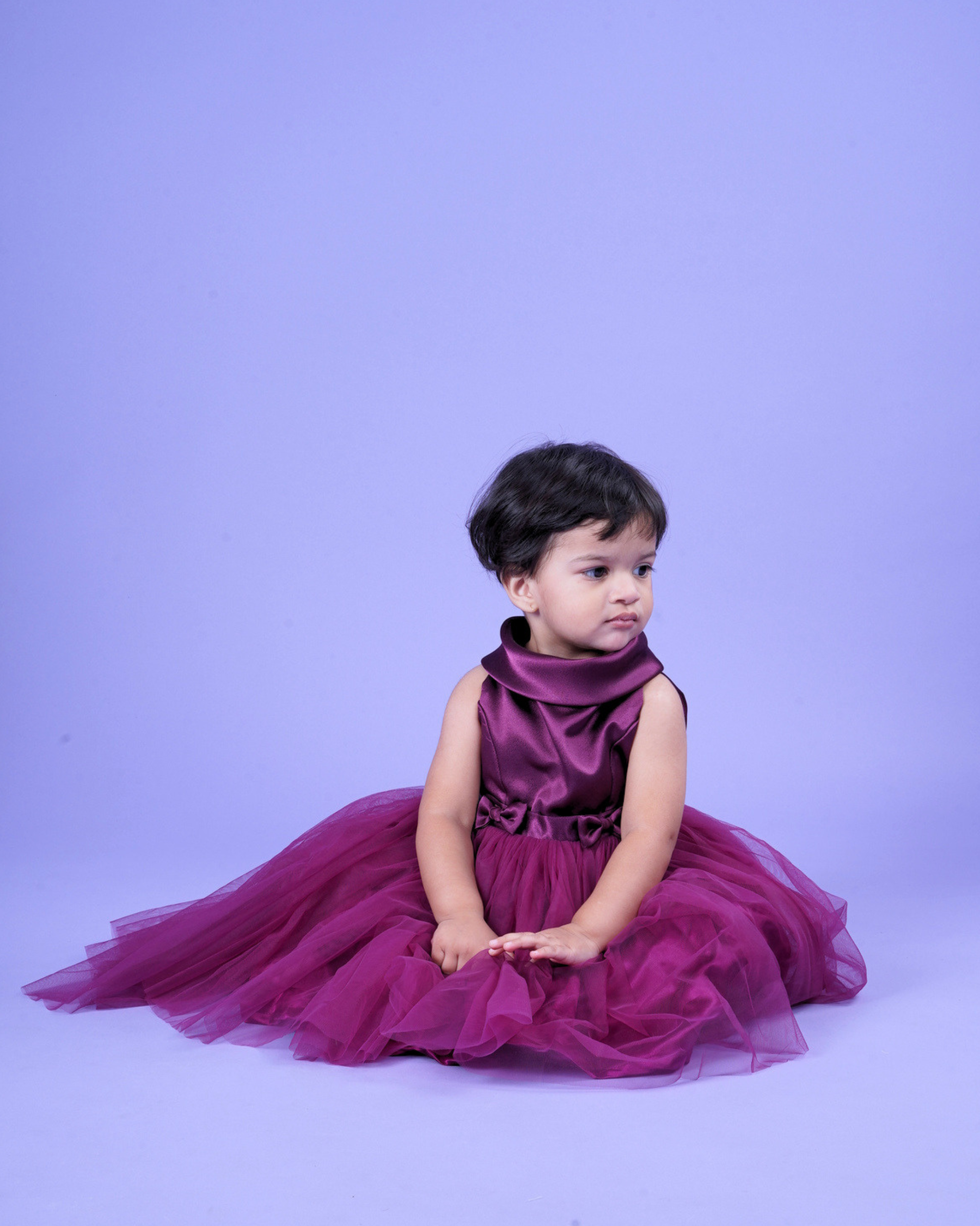 Faye Wine Cowl Neck Hi-Lo Dress | Purple Party Dress for girls