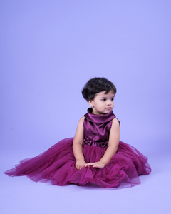 Faye Wine Cowl Neck Hi-Lo Dress | Purple Party Dress for girls