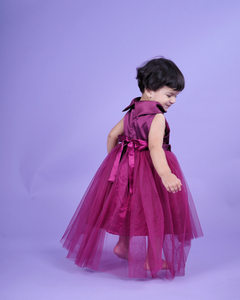 Faye Wine Cowl Neck Hi-Lo Dress | Purple Party Dress for girls