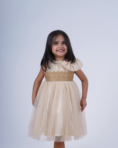 Faye Champagne Lace Boatneck Dress for little girls
