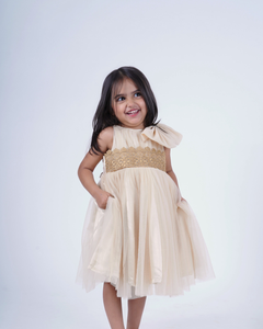 Faye Champagne Lace Boatneck Dress for little girls