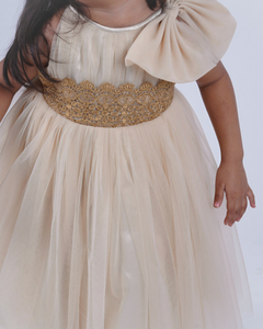 Faye Champagne Lace Boatneck Dress for little girls