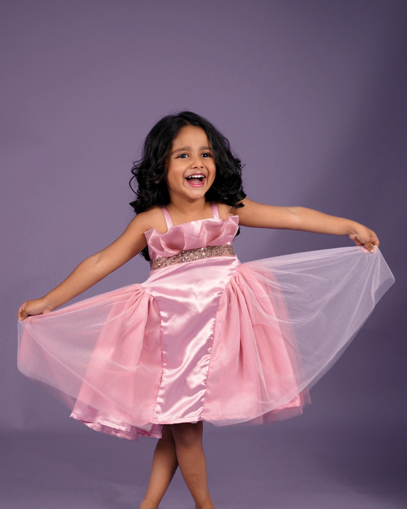 Faye Pink Tissue & Net Ceremonial Dress for little girls, kids party dresses online