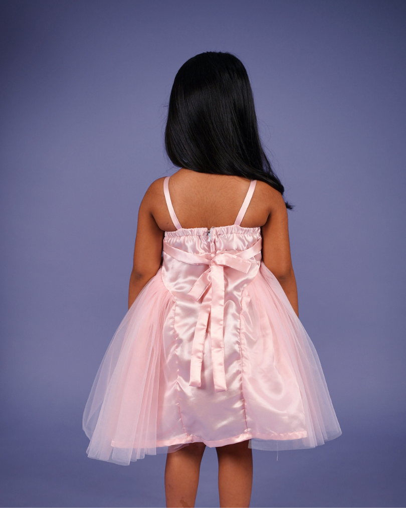Faye Blush Pink Tissue Ceremonial Dress for little girls, kids dresses online, Bangalore