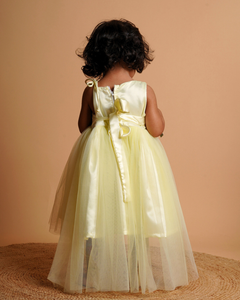 Faye Lime Yellow Embroidered Hi-lo Dress for little girls, Bangalore, online