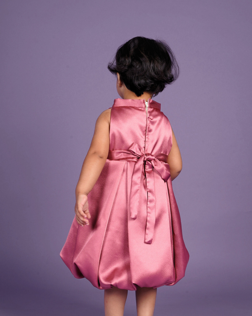 Faye Flamingo Pink Sequins Pleated Dress for little girls online, party dresses for baby girl