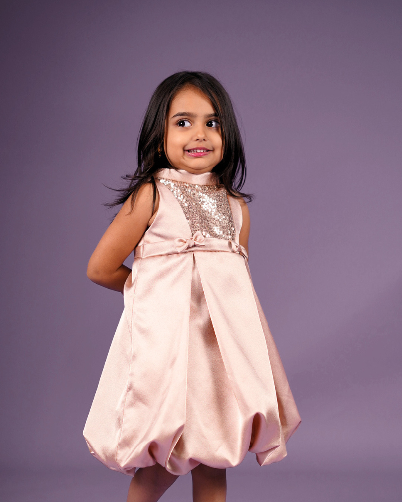 Faye Blush Pink Sequins Pleated Dress, party dresses for little girls, online, Bangalore, kochi