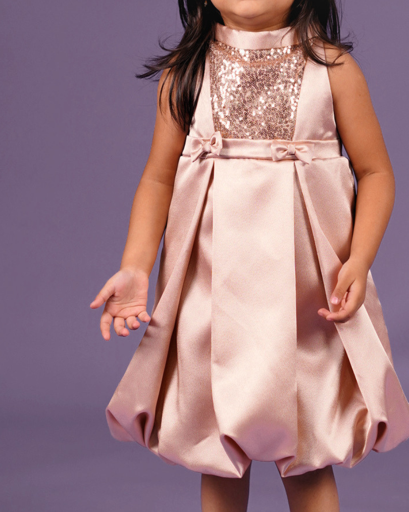 Faye Blush Pink Sequins Pleated Dress, party dresses for little girls, online, Bangalore, kochi