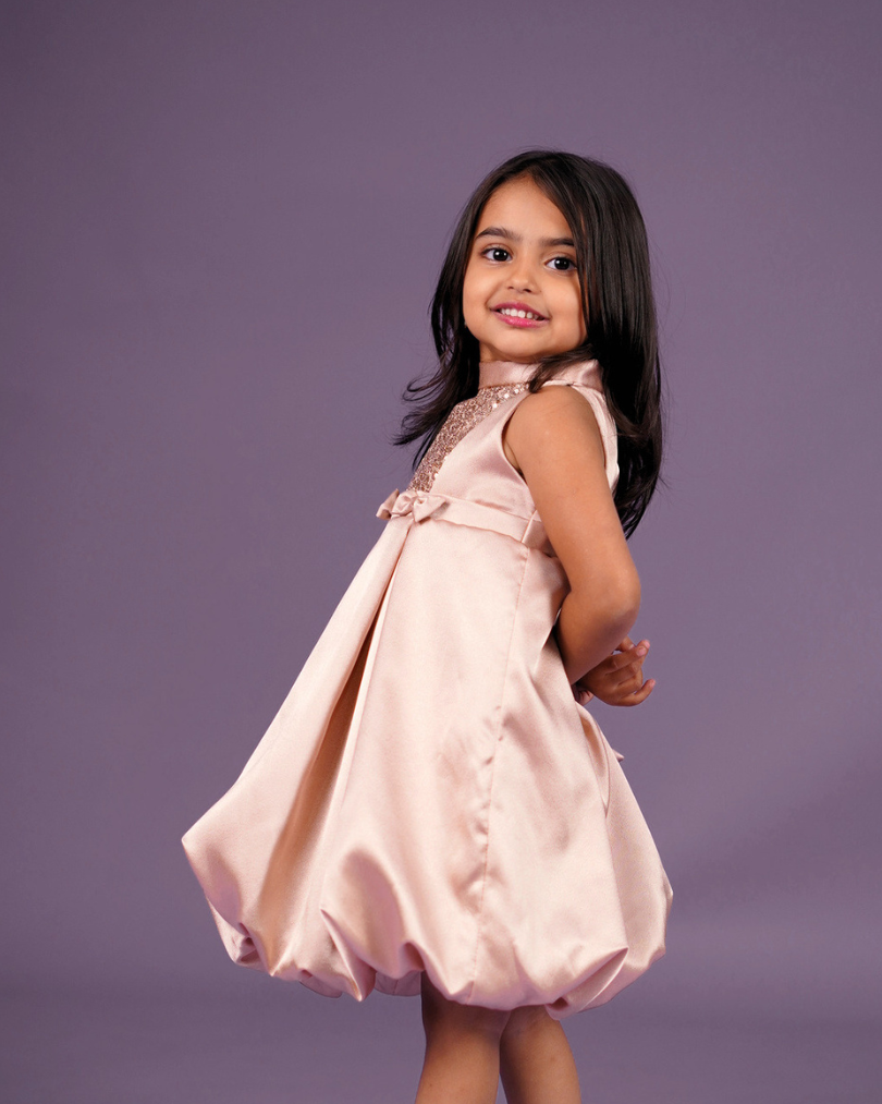 Faye Blush Pink Sequins Pleated Dress, party dresses for little girls, online, Bangalore, kochi