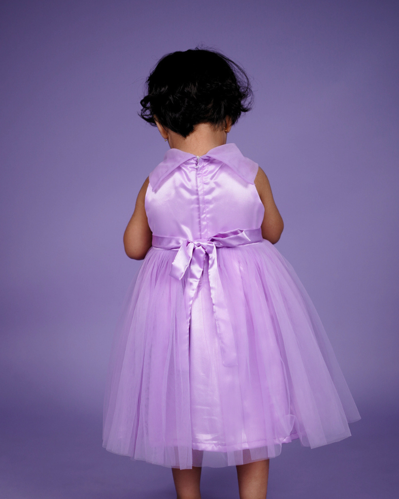Faye Lavender Net Cowl Neck Dress, party dresses for little girls, online