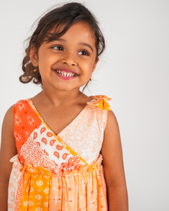 Faye Orange Bouquet Dress | Casual summer dresses for little girls 