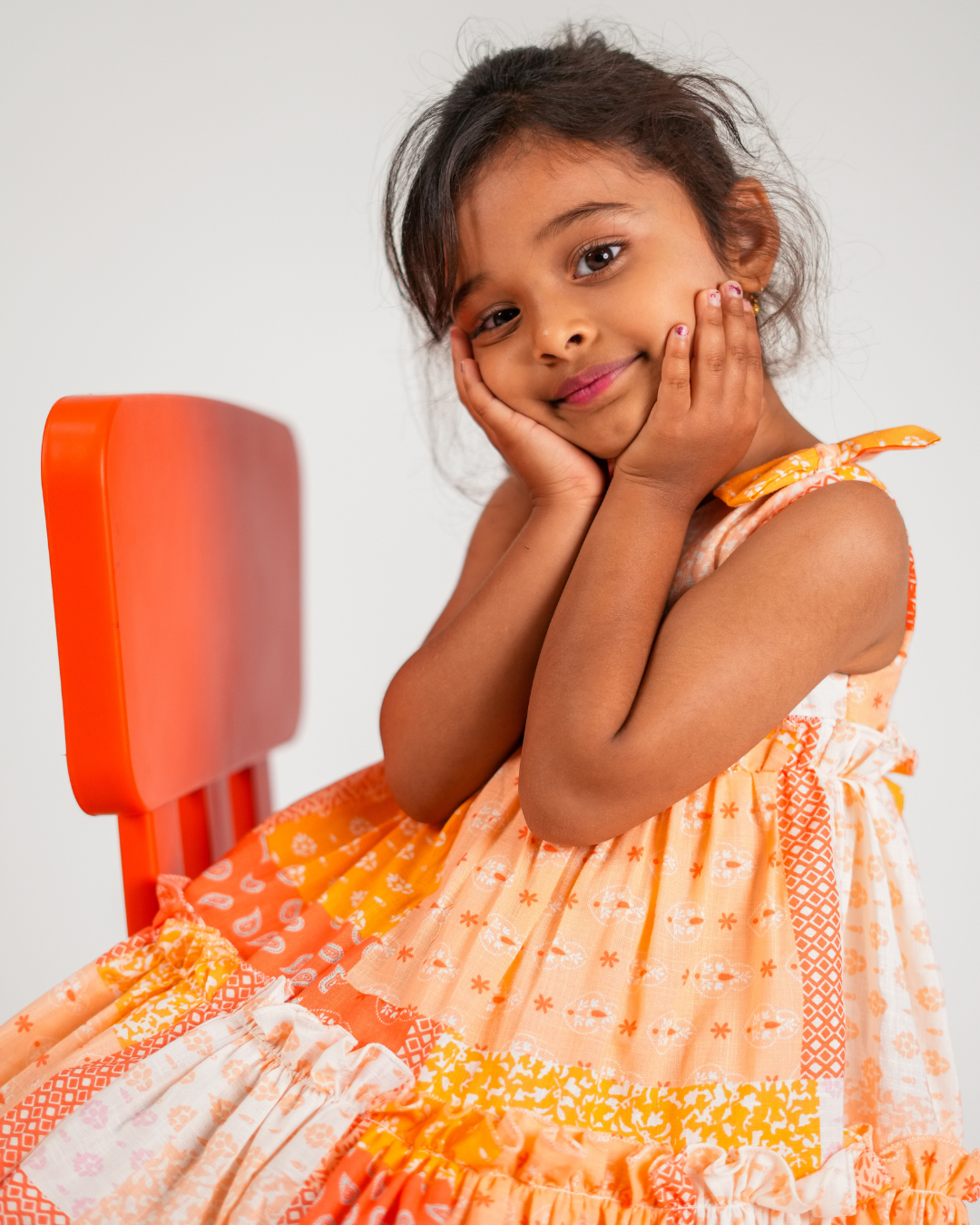 Faye Orange Bouquet Dress | Casual summer dresses for little girls 