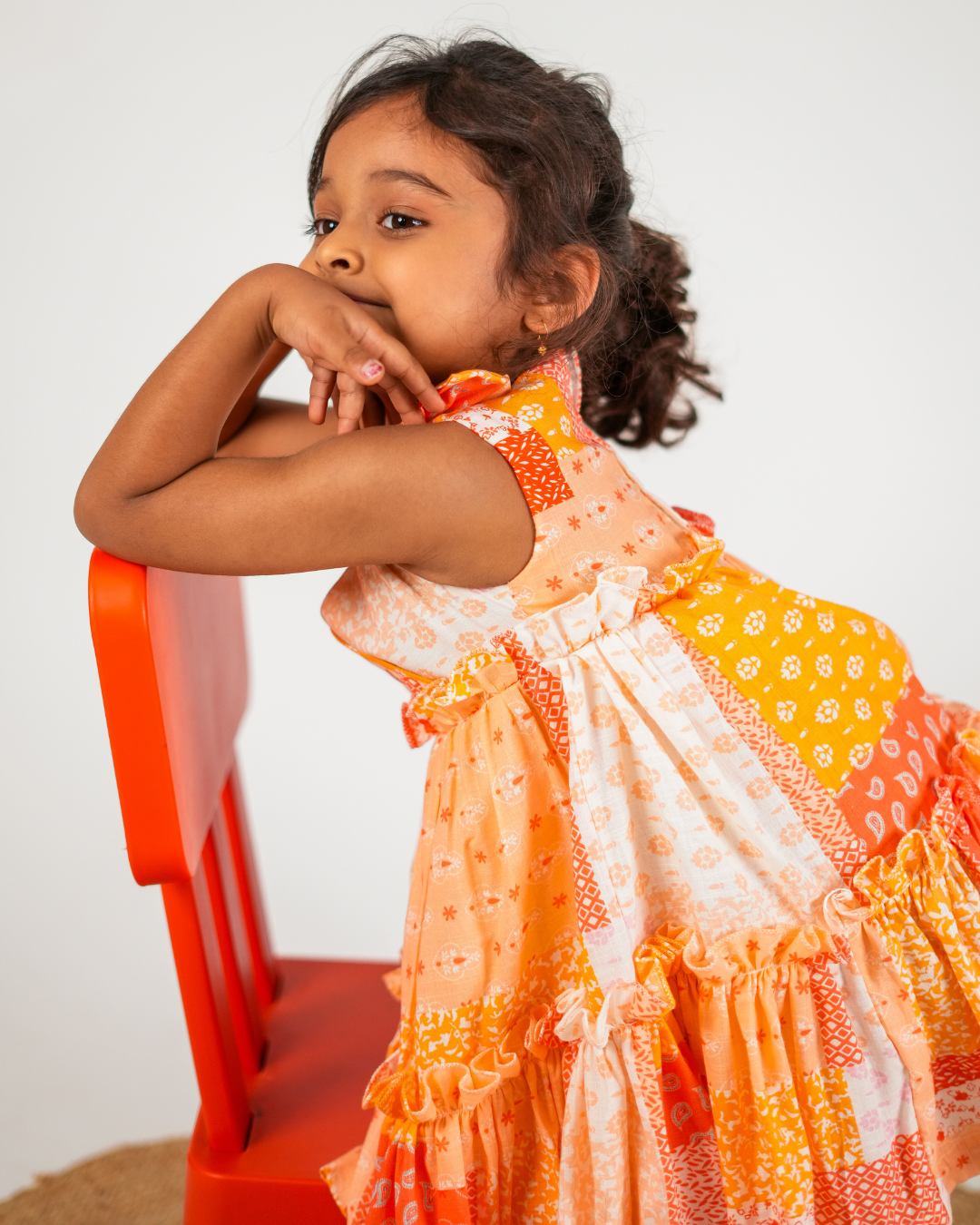 Faye Orange Bouquet Dress | Casual summer dresses for little girls 