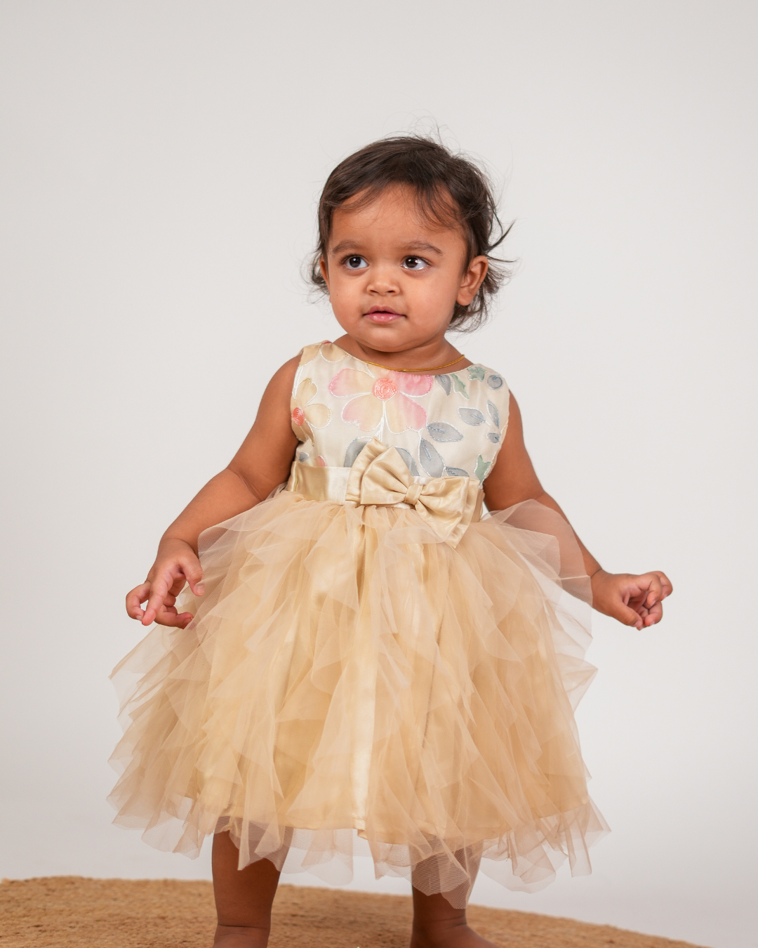 Faye Champagne Waterfall Dress | Party Dresses for little girls | India