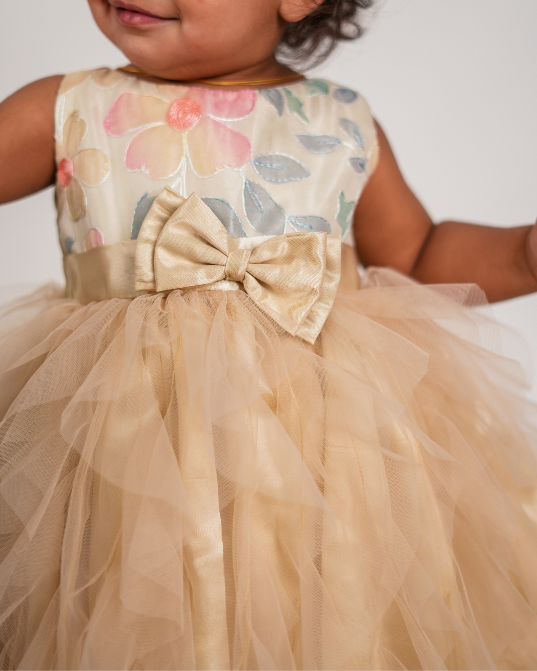 Faye Champagne Waterfall Dress | Party Dresses for little girls | India