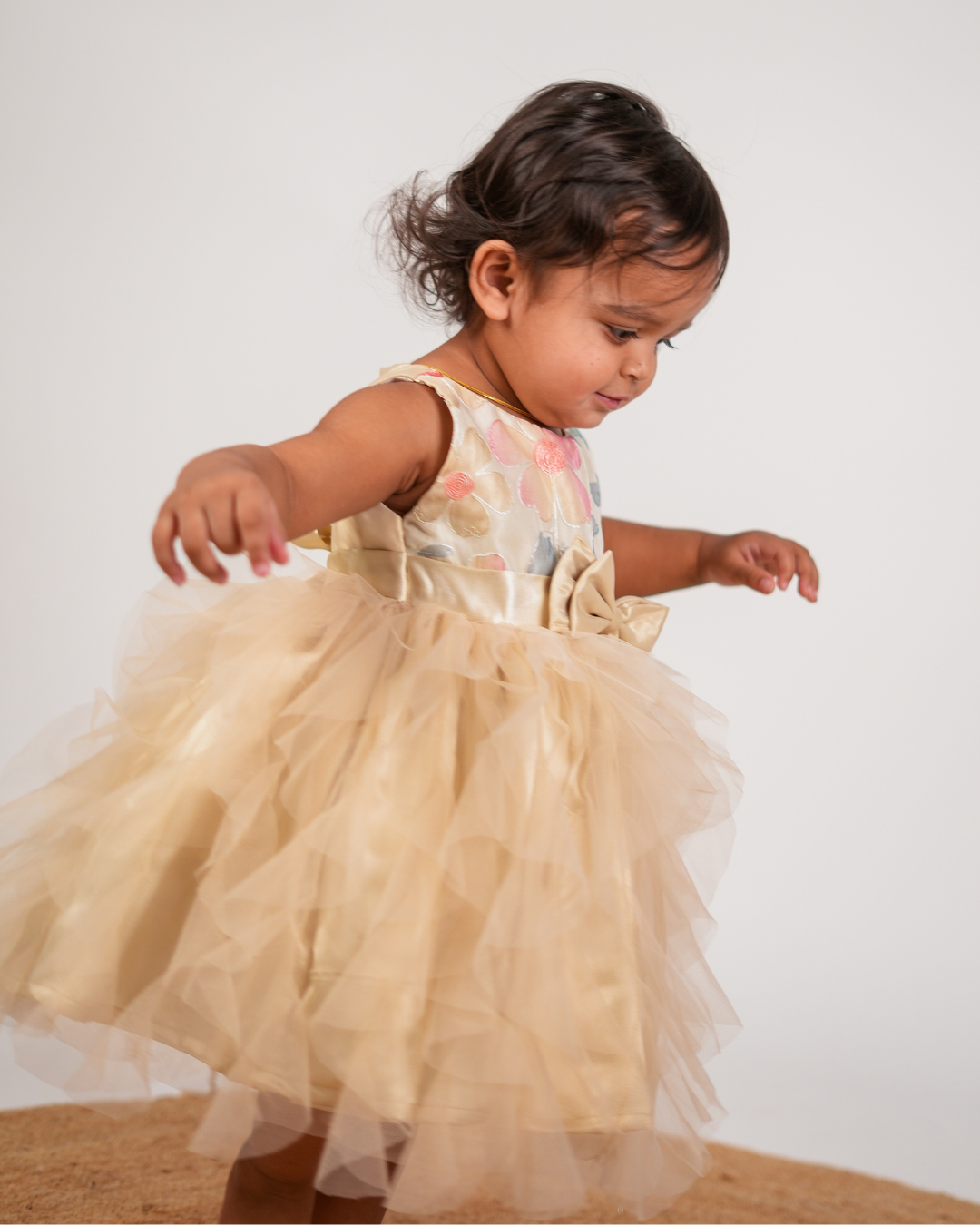 Faye Champagne Waterfall Dress | Party Dresses for little girls | India