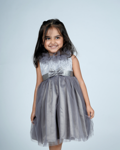 Faye Grey Ruffled Dress_Girls Party Dresses