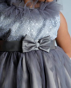 Faye Grey Ruffled Dress_Girls Party Dresses