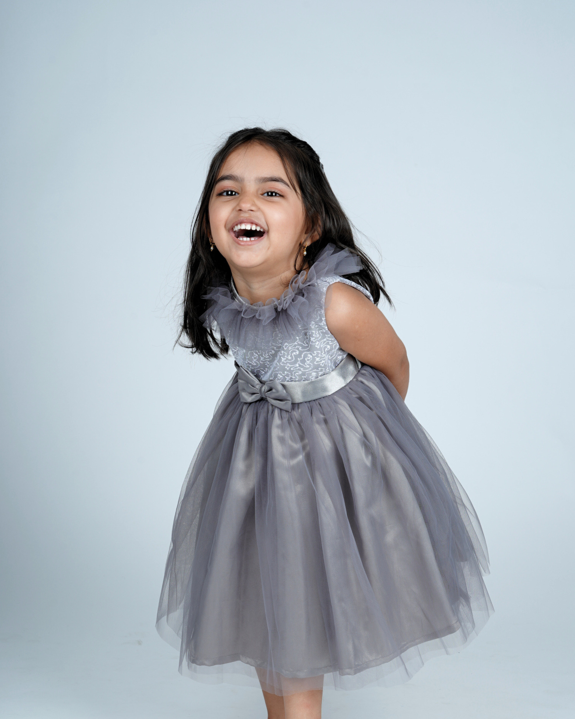 Faye Grey Ruffled Dress_Girls Party Dresses