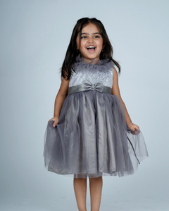 Faye Grey Ruffled Dress_Girls Party Dresses
