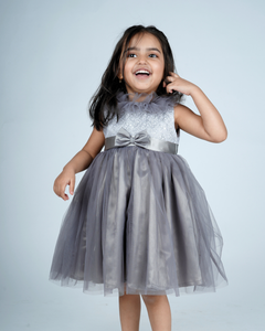 Faye Grey Ruffled Dress_Girls Party Dresses